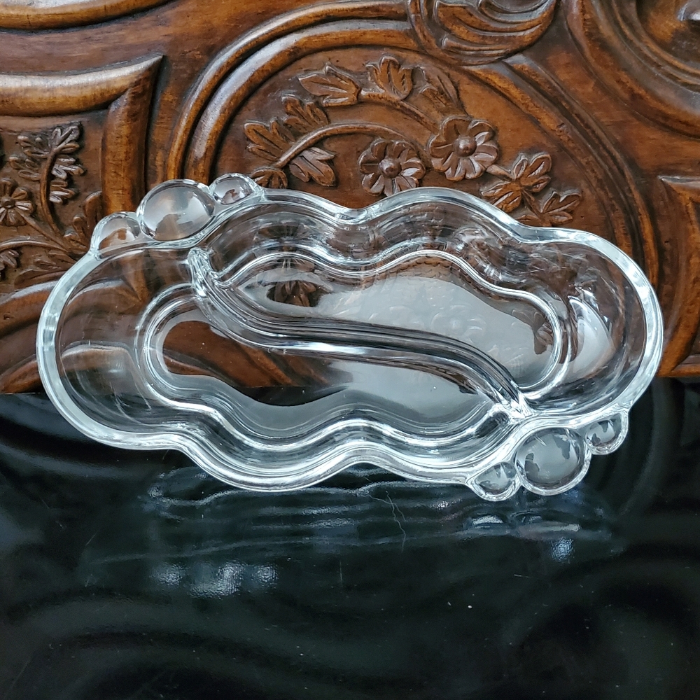 Vntg Duncan & Miller "Canterbury" 2 Part Heavy Glass 8 1/2" Long Serving Dish